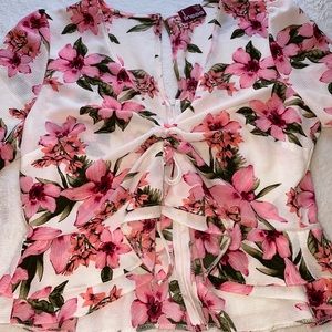 Flowery Pink/ White Top